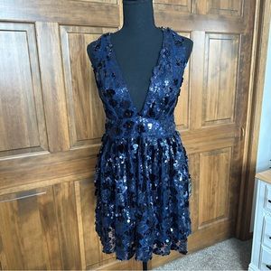 Adorable Blue Sequins Cocktail Dress